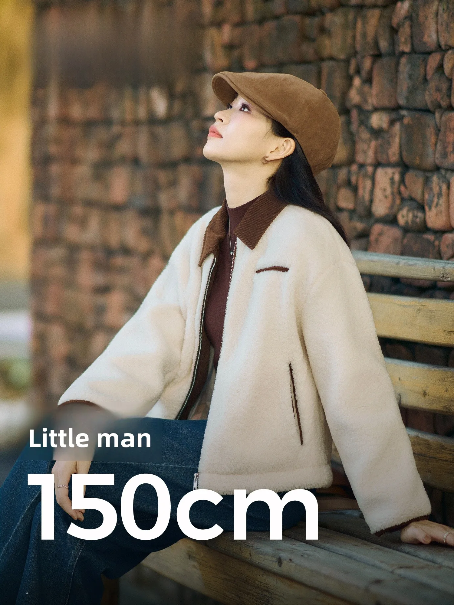 

Стильная короткая куртка в городском стиле с воротником из овечьей шерсти, светло-бежевая, женская верхняя одежда из полиэстера, с длинными рукавами, на молнии