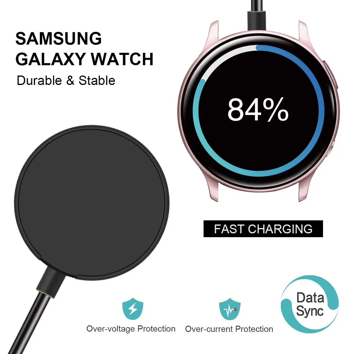 2Pcs  For Samsung Galaxy Watch 4 Charger Cable For Samsung Watch 5 / 5Pro / Active 2/ Active Watch USB Charging Adapter Cable