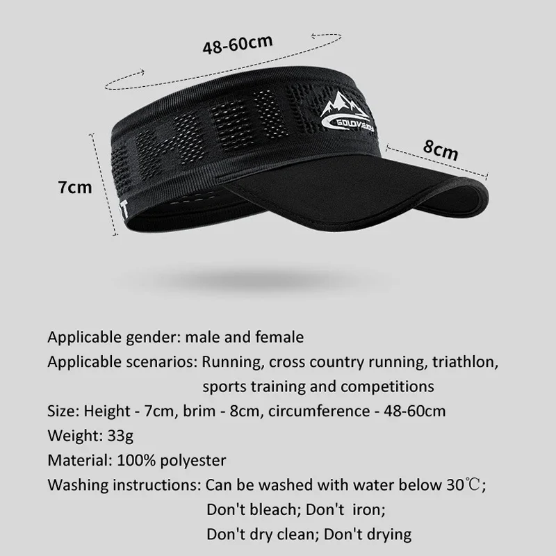 Summer Visor Cap Sunhat Cool Elastic Breathable Sweat-absorbing Non-slip Headband Empty Top Sun Protection Outdoor Sports image 6