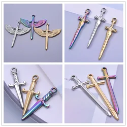 6pcs Mixed Stainless Steel Sword Charms For Jewelry Making/Materials To Make Bracelets Earrings Pendant Charm DIY Keychain Bulk
