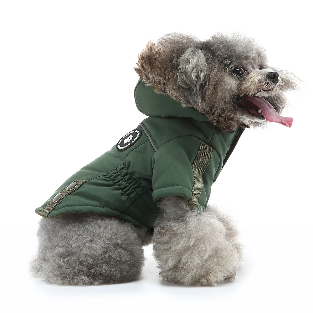 

Winter Hoodie Dog Coat Winter Warm Dog Soft Clothes for Small Medium Chihuahua Dog Jacket S-XXL Camo Polyester with Buttons