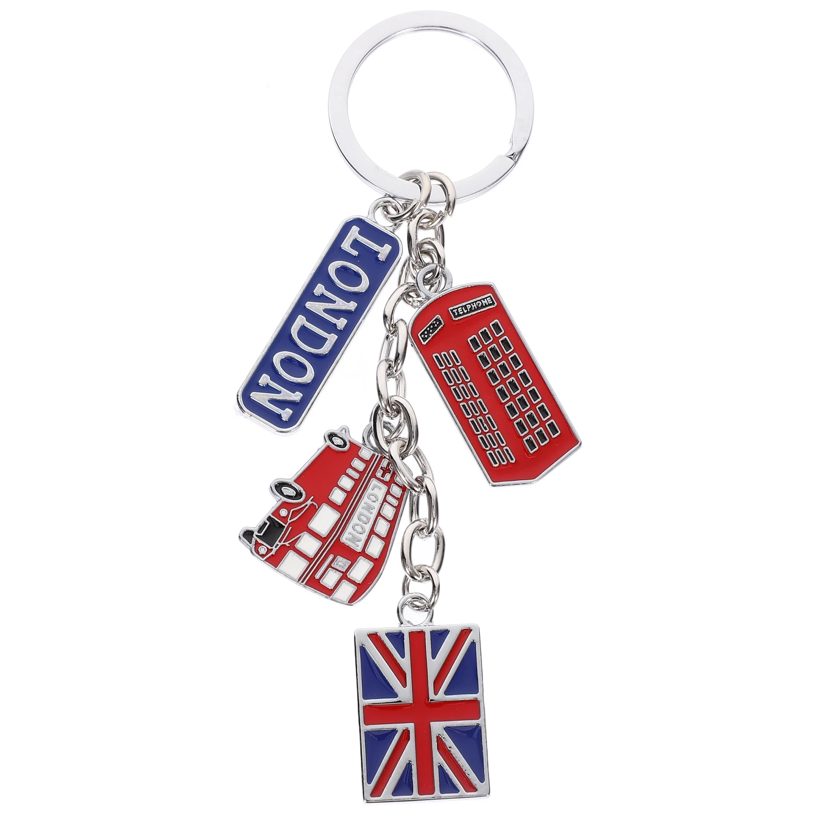 

Union Jack Key Ring LUOEM UK Flag Metal Key Chain Car Key Ring Souvenir For Car Key Bag Charm Souvenir British London Style﻿