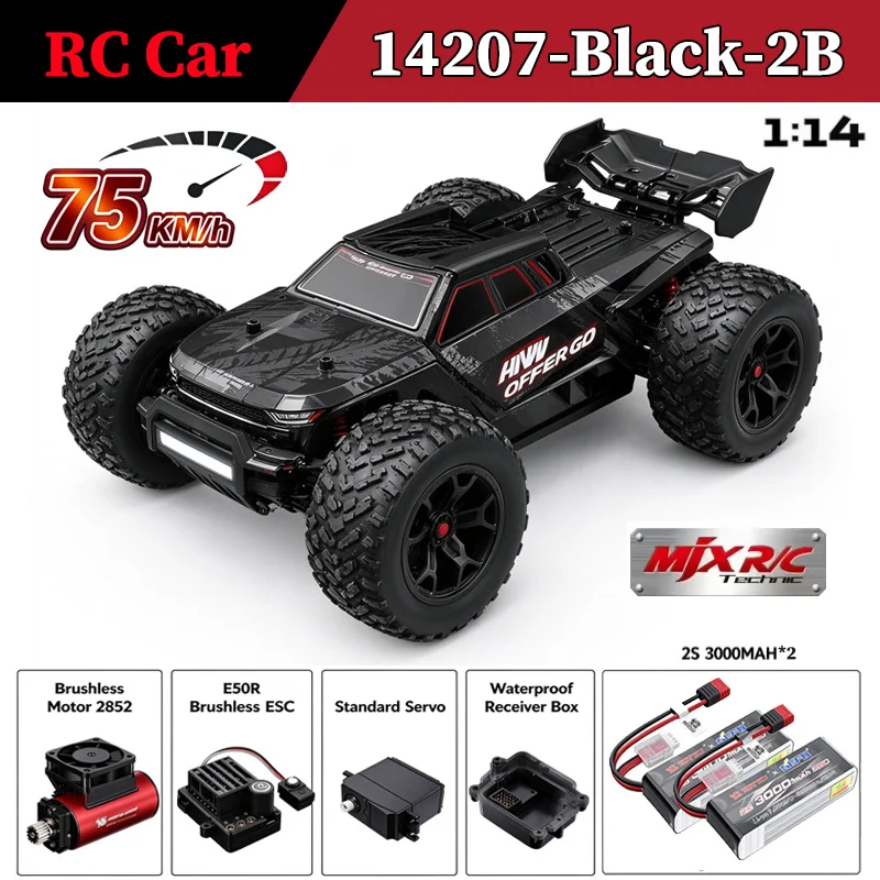 MJX HYPER GO 1/14 New Brushless 14207 4WD Remote Control Car High-Speed Monster Truck Off-Road Vehicle Climbing Car RTR Kids Toy