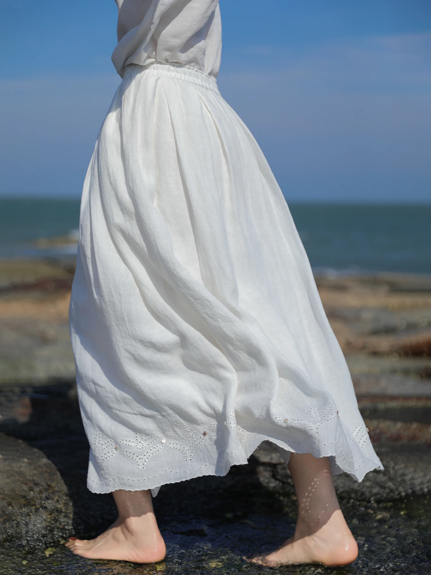 

Художественная юбка с вышивкой и эластичной талией Artistic Sle Han Haax, новинка весна-лето Q6668, свободный крой, А-силуэт