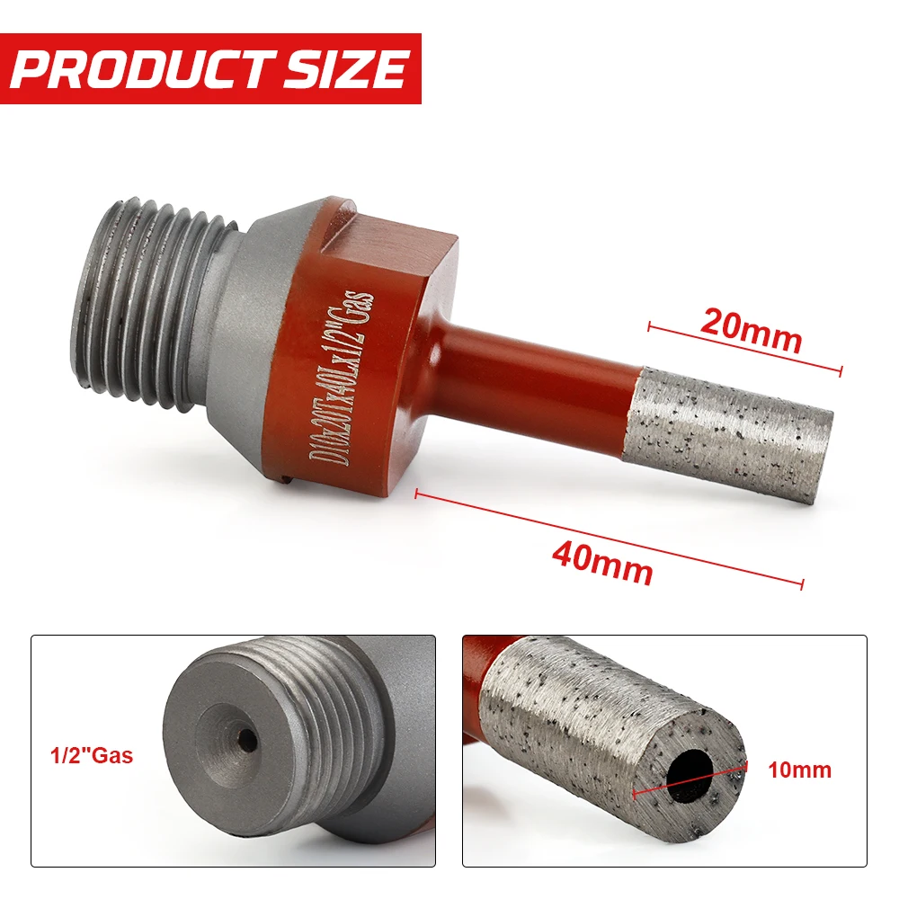 1PC 10mm 1/2 Gas Sintering Core Bit Diamond Hole Saw Marble Granite Brick Tile Ceramic Concrete Crown Drill Bits for Power Tools