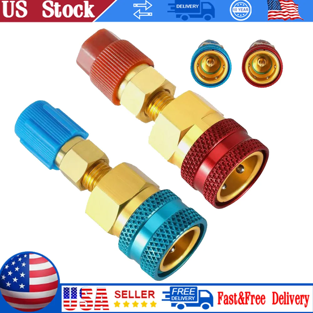 

Универсальный автомобильный фитинг для кондиционера, 2 шт., инструменты для автомобильного кондиционера, комплект адаптеров R1234YF к R134A, быстроразъемные соединения, высокое низкое боковое преобразование