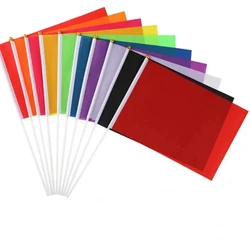 aerxemrbrae 100pcs/lot 14*21cm Solid Colour Hand Flag, Red Yellow Green Blue Black White Handheld Mini Plain Flag Party