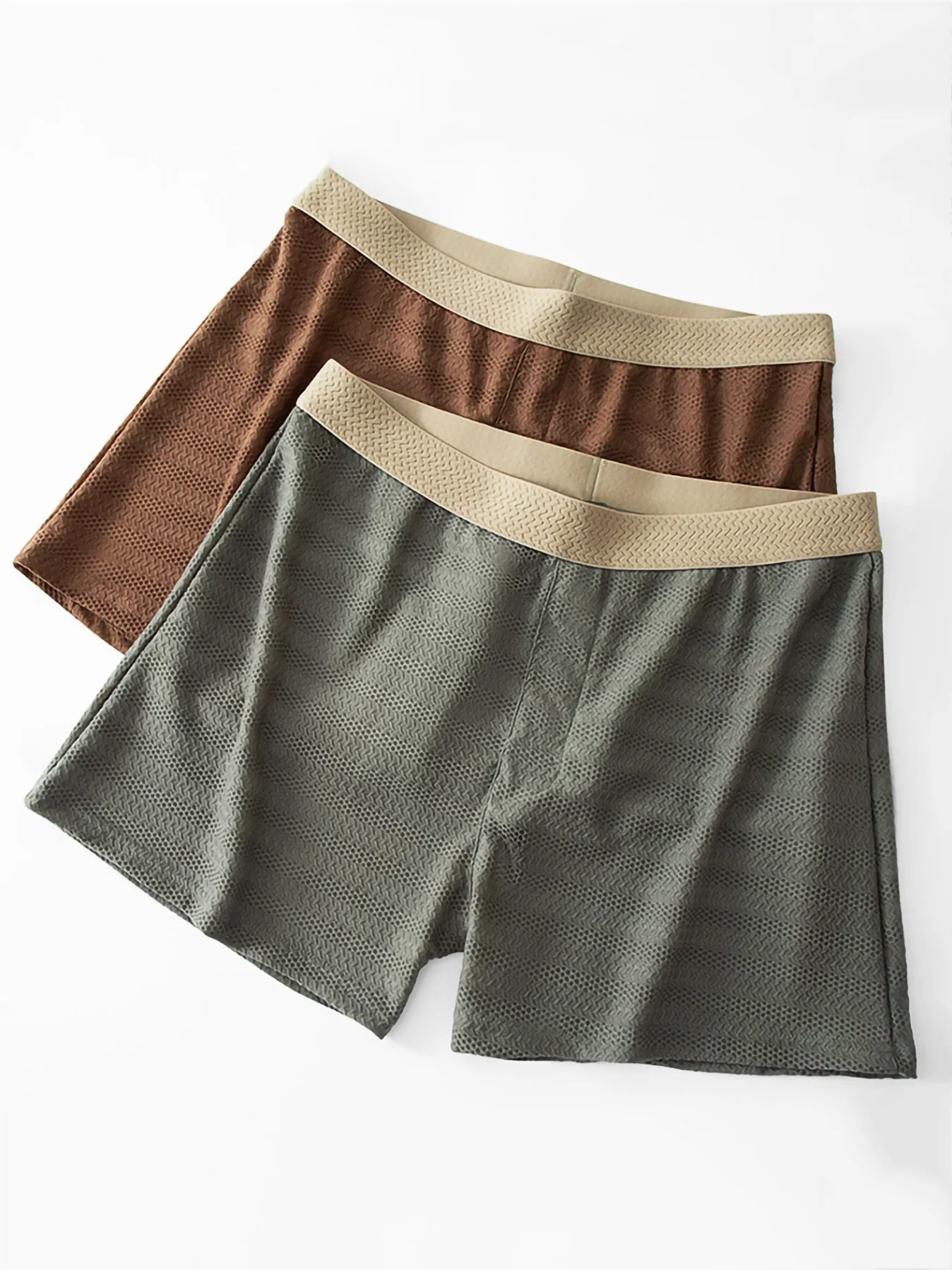 Men's Single Nylon Boxer Briefs, Mesh Breathable Quick-Dry Underwear, Ultra-Cooling Stretch Trunks with Textured Waistband