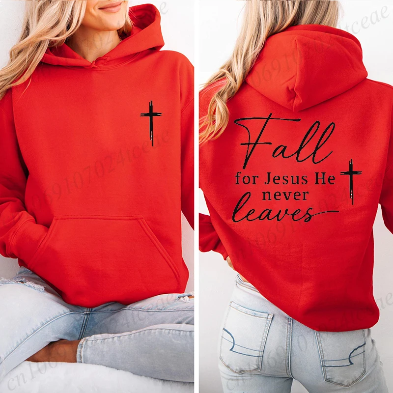 Fall for Jesus Lässige Damen-Kapuzenpullover, christlicher Herbst, Kapuzenpullover, Design, Sweatshirts, Fleece-Pullover, Herbst-Glaubenzitat, Streetwear
