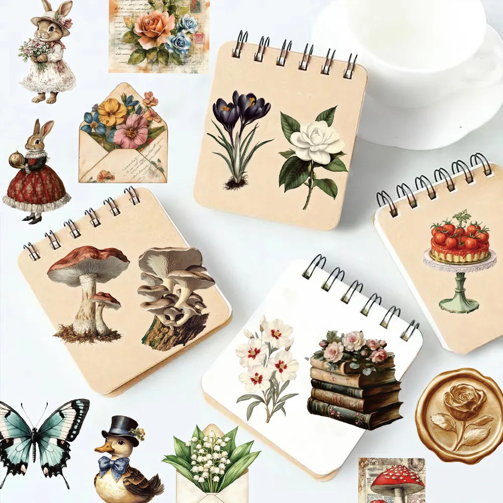 50PCS Retro Mushroom Graffiti Stickers Handmade Account DIY Luggage Notebook Motorcycle PET Waterproof Stickers
