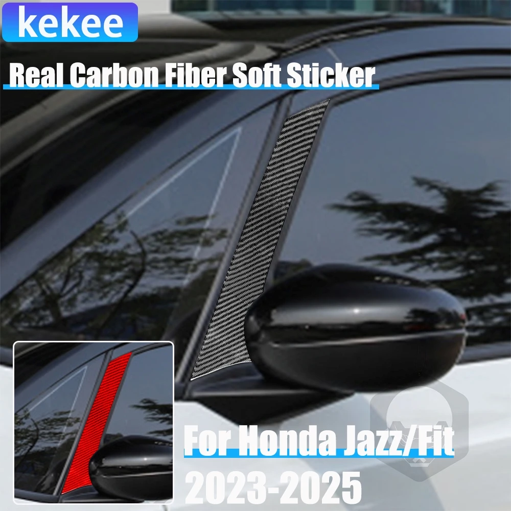 

Real Carbon Fiber Car Accessories A-pillar Panel Decorative Trim Cover Soft Sticker For Honda Fit /Jazz GR9 2023 2024 2025