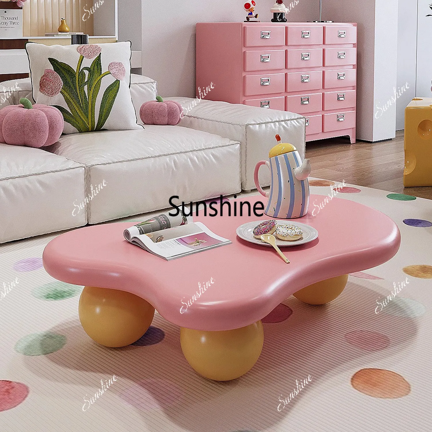 

Household living room furniture coffee table, cream wind small apartment special-shaped coffee table