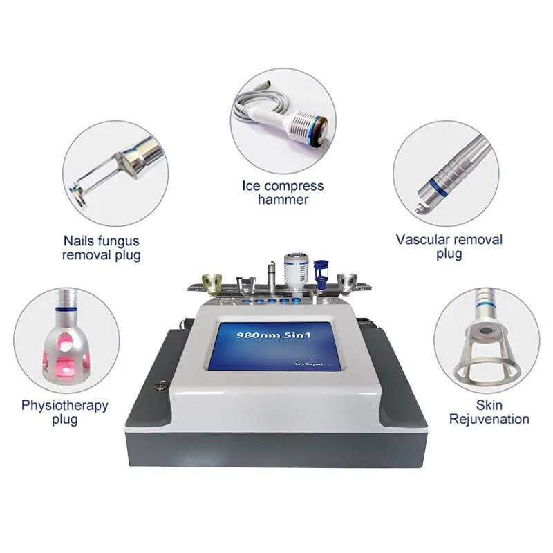 

5 in 1 Blood Vessel & Spider Veins Removal Machine 980nm Diode Laser Therapy Nail Fungus Treatment Beauty & Skin Care Equipment
