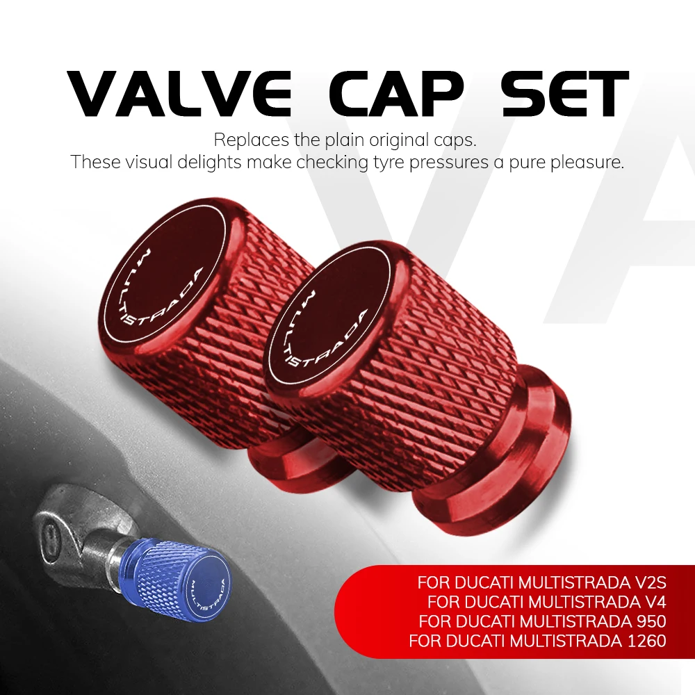 

Motorcycle For Ducati Multistrada V2S V4 V4S 950 950S 1260 1260S Standard Valve Cap Set Tire Caps Set