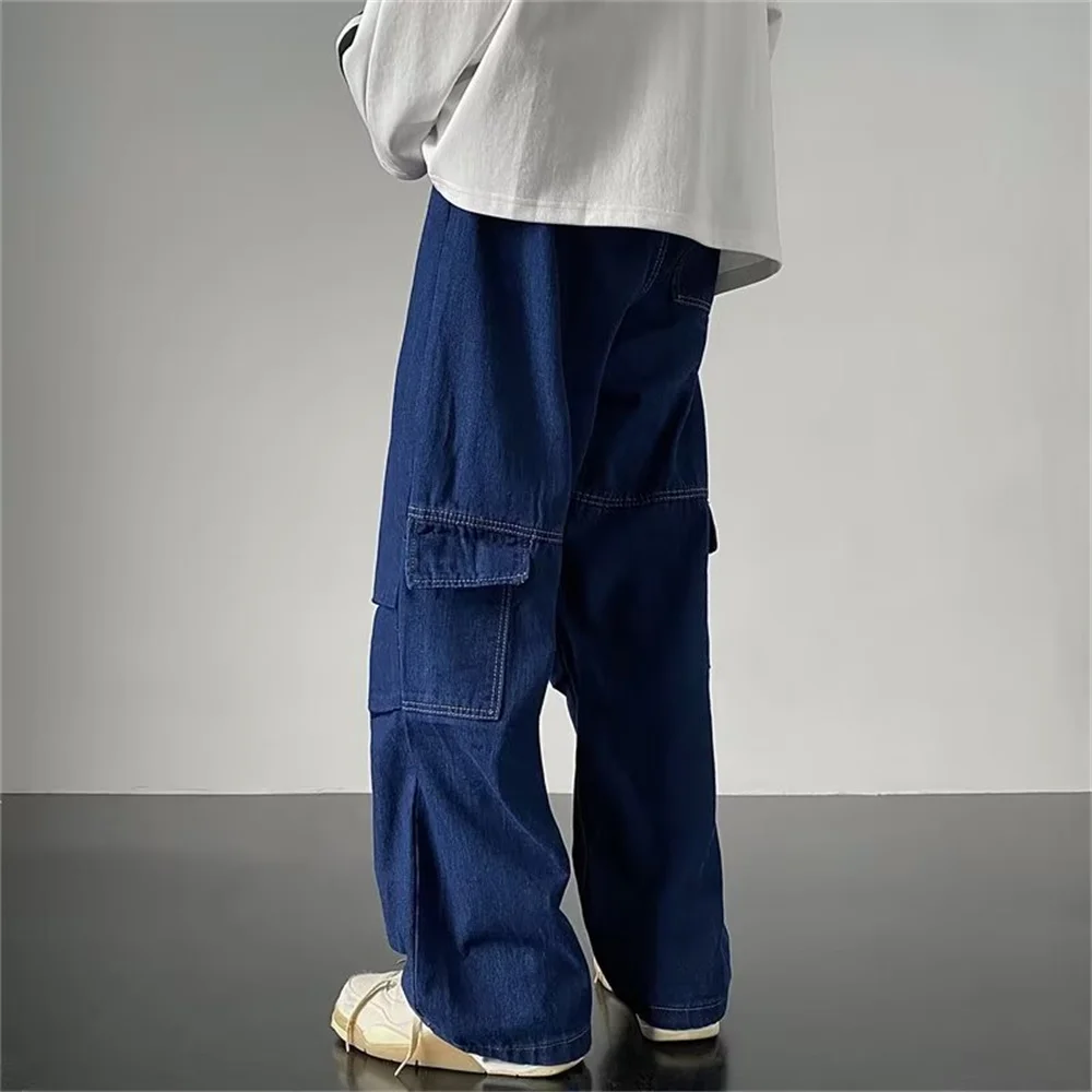 Baggy Men Jeans Straight Calças De Carga Primavera Outono Moda Vintage Denim Calças Casuais Oversized Bottoms Masculino Y2K Roupas