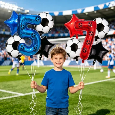Fußball-Ballon-Set mit Aufkleber, Geburtstagsdekoration für Jungen, Fußball, Geburtstag, Partyzubehör, Fußball, Party, Ballon, Fußball, Sportdekoration – Detail 2