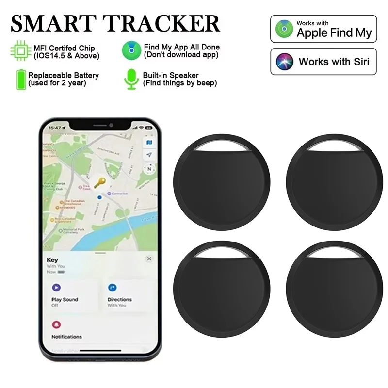 4pcs Mini Anti-lose Tracker For Apple Airtag Replacemen Via Find My Bluetooth GPS Tracker For Luggage Ios MFi Key Pet Car Finder