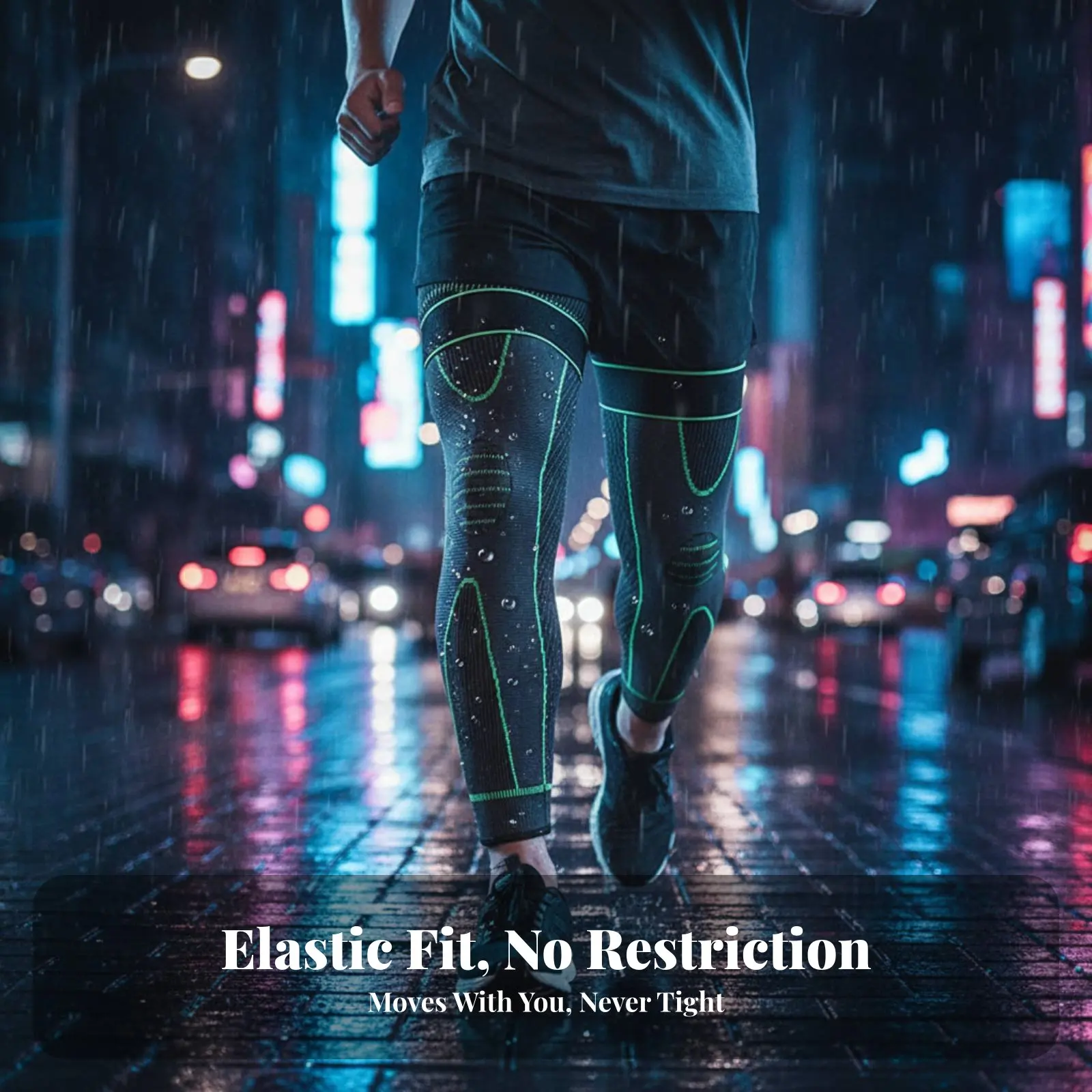 

Long Knee Brace Breathable Material Long Knee Support Brace Thigh Calf Support Sleeve Non-Slip Design Knitted Compression Sleeve