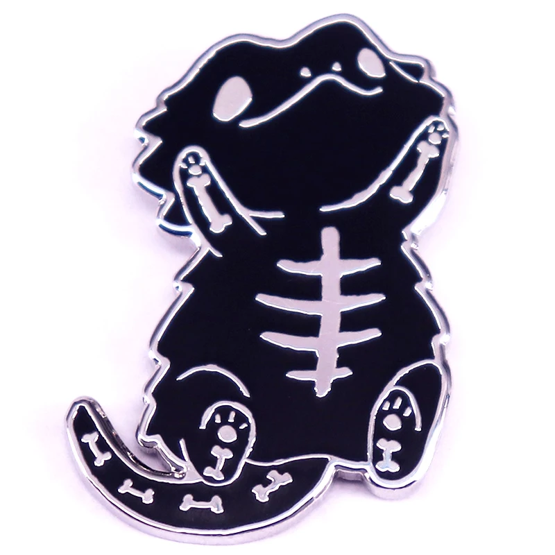 Kawaii Bearded Dragon Enamel Pin Cute Skeleton Metal Brooch Funny Backpack Decoration