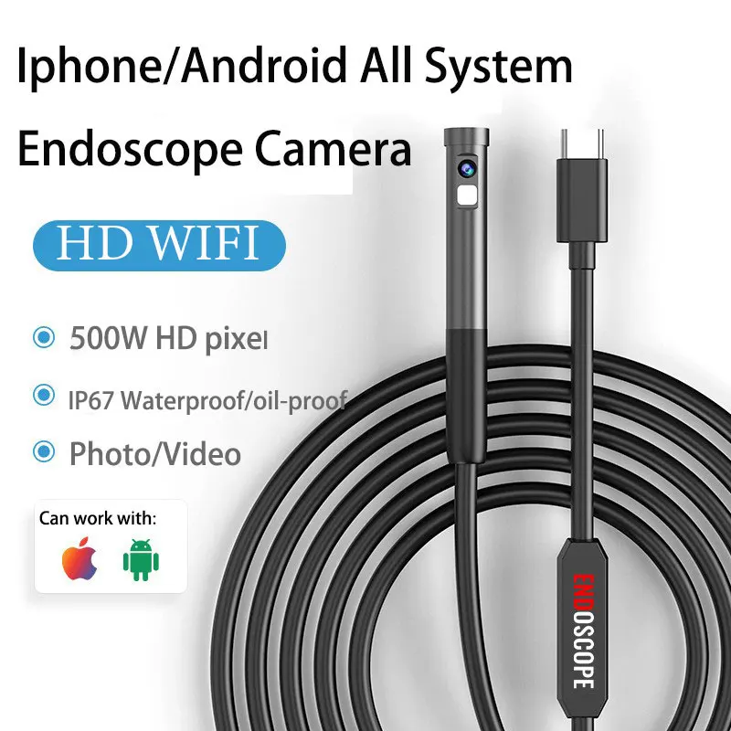 

Iphone Endoscope Camera Android All System Camara Endoscopica Para Movil Dual Lens Camara Endoscopica HD Waterproof Auto Tools