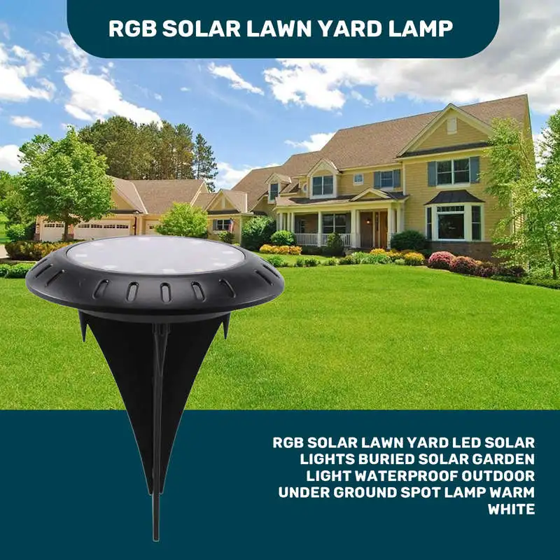 RGB Solar Lawn Yard Led Solar Lights Buried Solar Garden Light Waterproof Outdoor Under Ground Spot Lamp