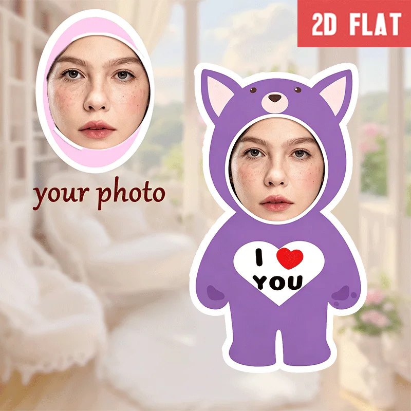 Personalized photo face pillow with customizable photo and name cutting and styling, suitable for couples, Valentine's Day and b