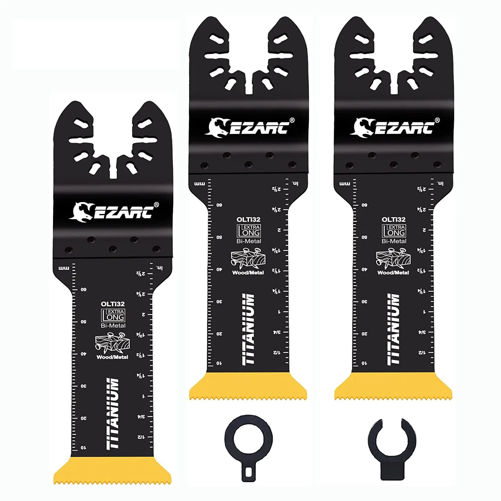 EZARC 3 hojas de sierra oscilantes de titanio, hojas multiherramienta oscilantes extralargas para clavos de madera y Metal, tornillos de corte de plástico