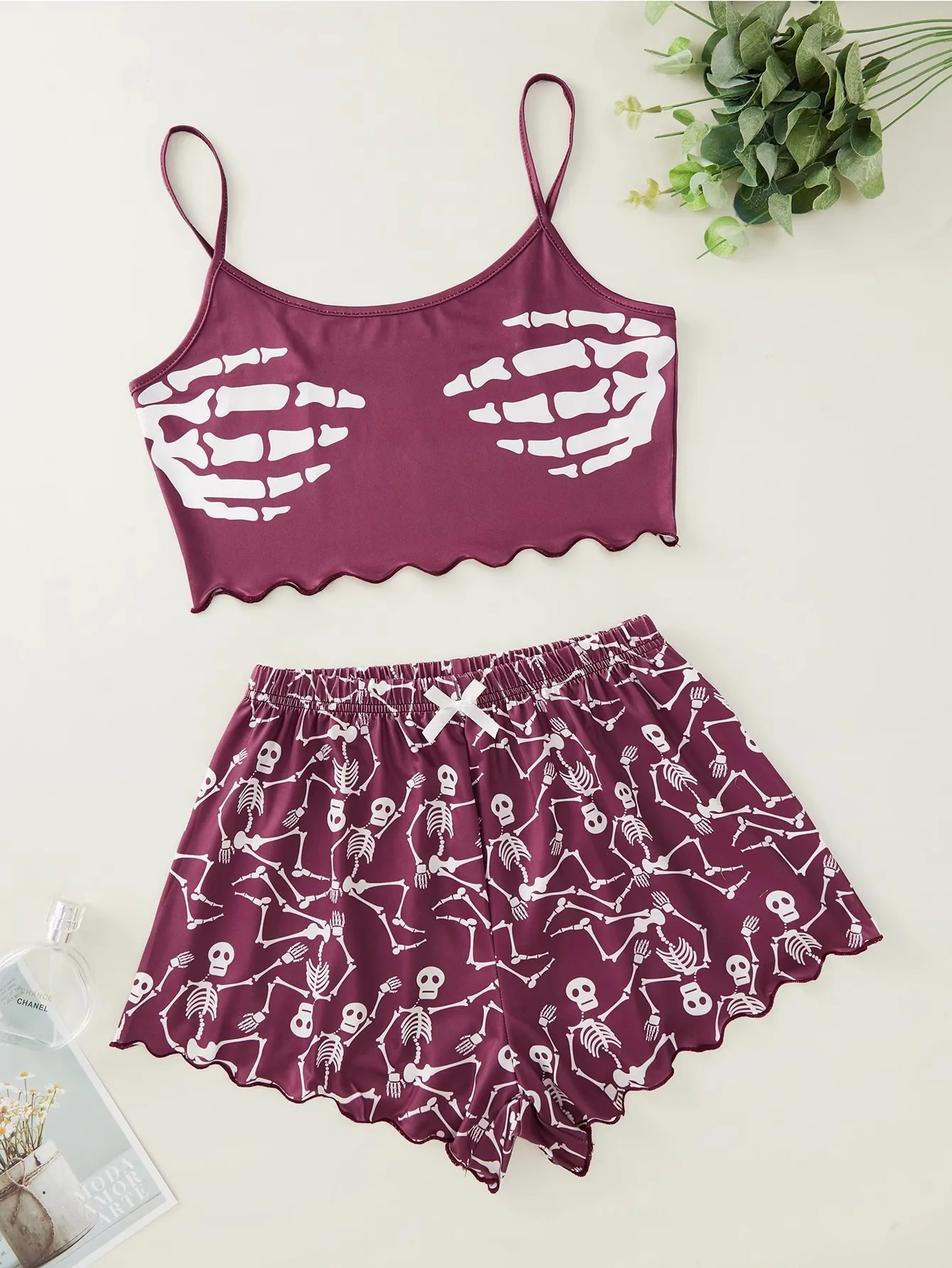 

New Women's Pajamas Set Christmas Sleepwear Funny Pumpkin Printed Pyjamas Suspender Top Sleeveless Homewear Loungewear