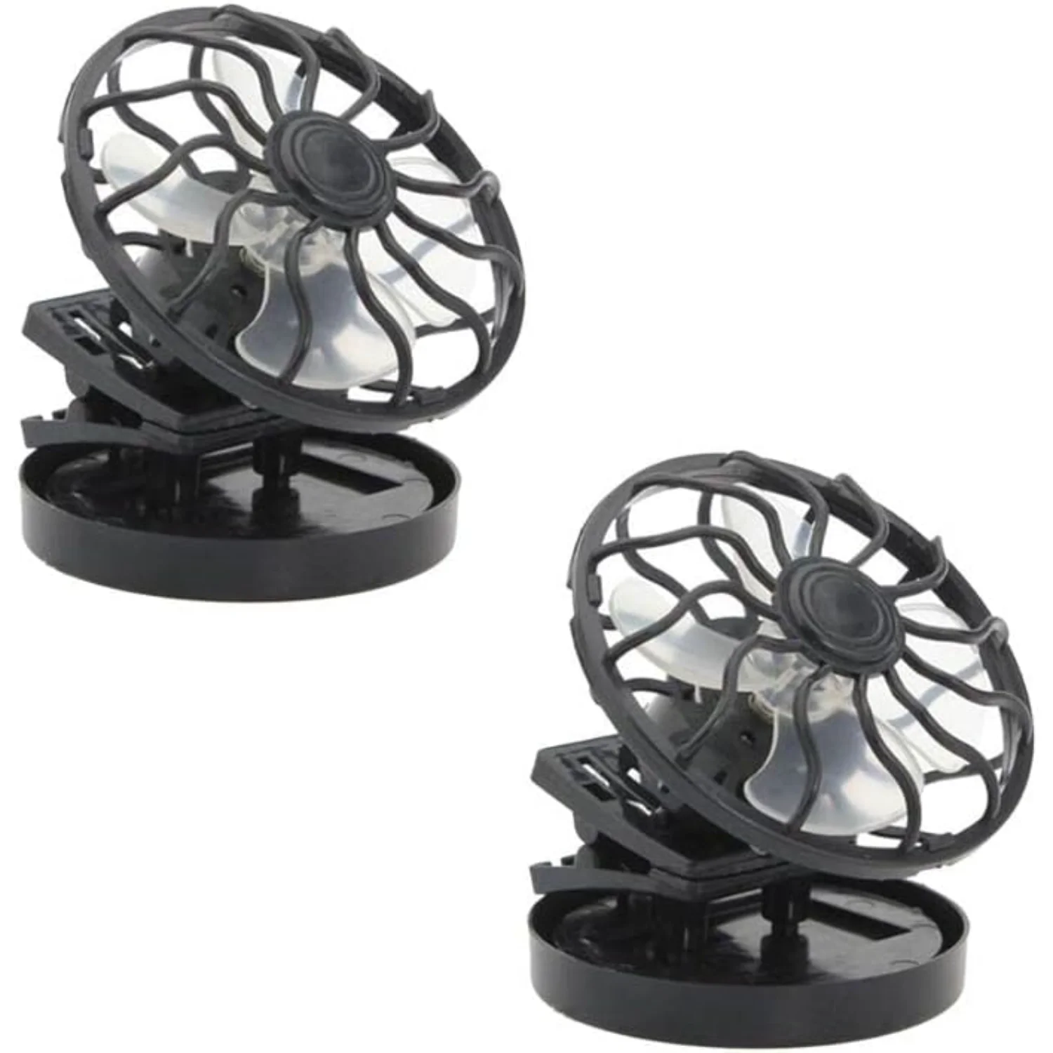 2Pcs Clip-on  Mini Solar Powered Fan Portable Handsfree Cooling Fan for Outdoor Camping/Fishing/Hiking