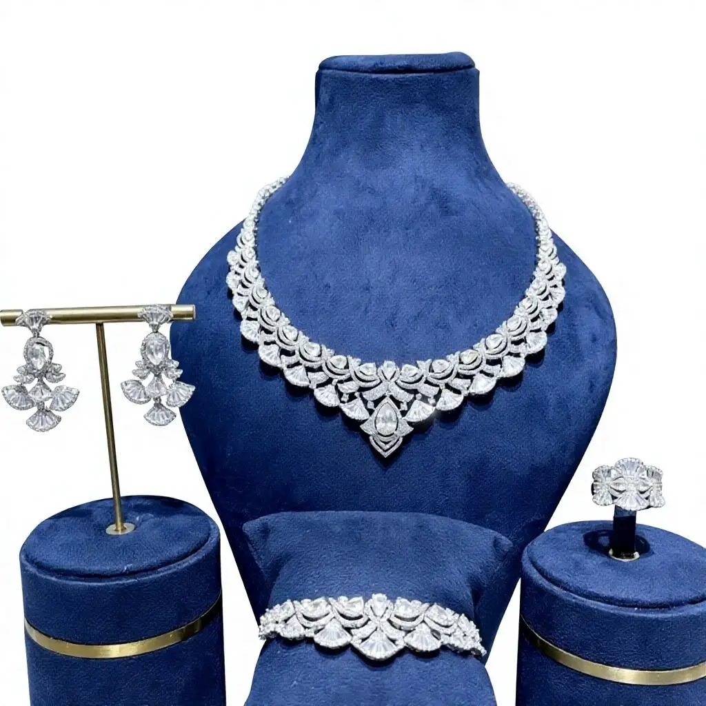 Bride Talk Luxury Dubai Bridal Jewelry Set 4PCS Yellow Zircon Design Necklace Earrings Bracelet Ring Women Wedding Jewelry
