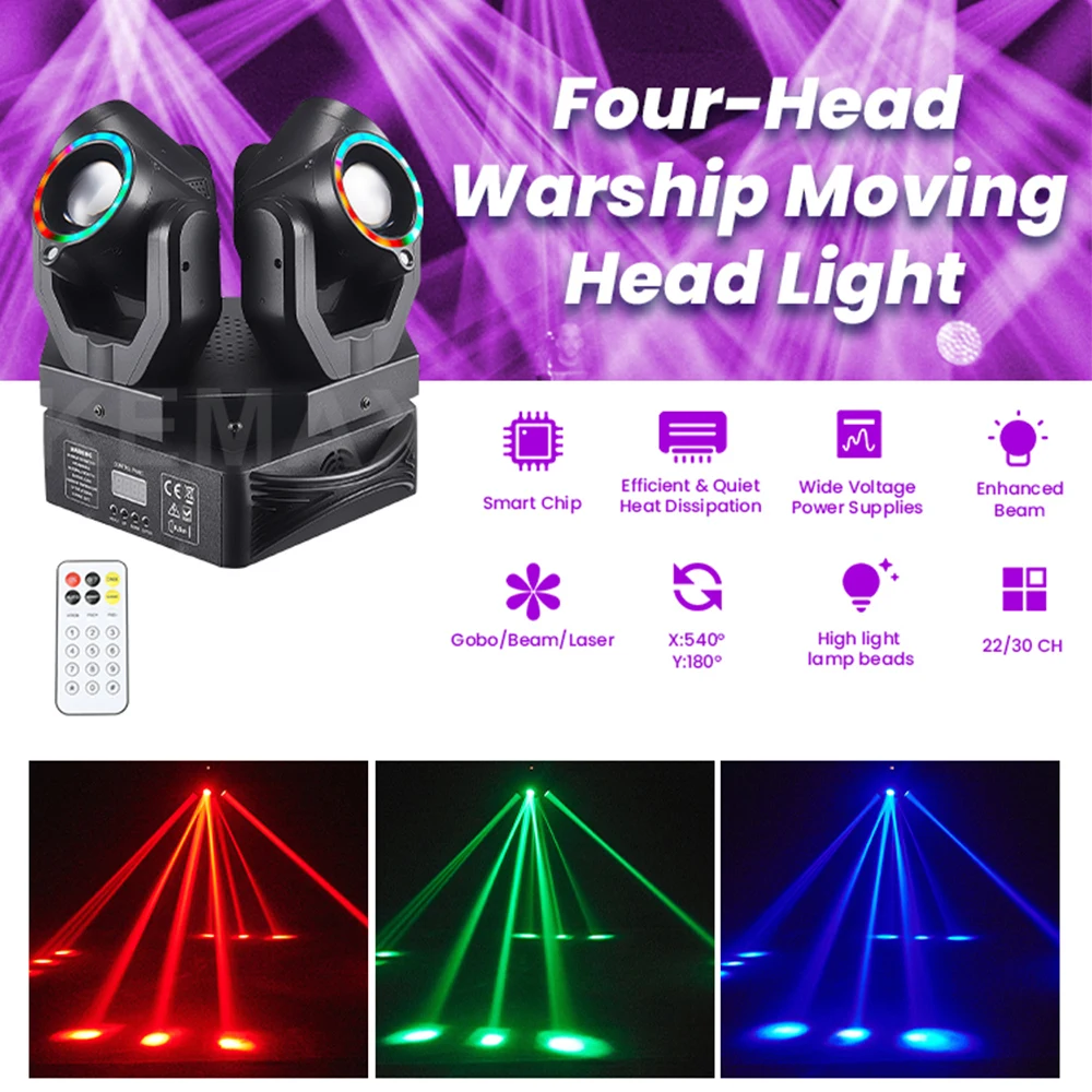 150W Moving Head LED Disco Lights RGBW Lyre Remote Control DJ Party Light DMX Beam Mobile Head Stage Lighting For Nightclub Home