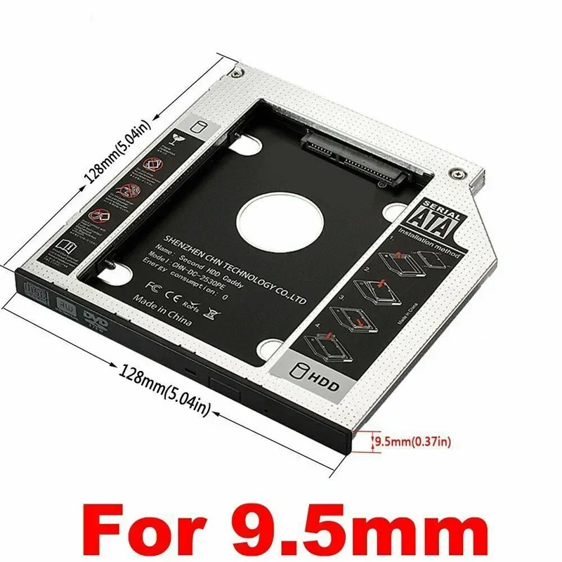 

New 2nd HDD Caddy 9.5mm 12.7mm SATA 3.0 Hard Disk Drive Box Enclosure Adapter Case 2.5 SSD For Laptop CD DVD ROM Optical Bay
