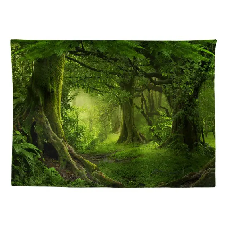 VIKAMA Green Forest Elk Tapestry Nature Landscape Aesthetic Wall Hanging Boho Decor for Bedroom Dorm Living Room Vibe Home Art