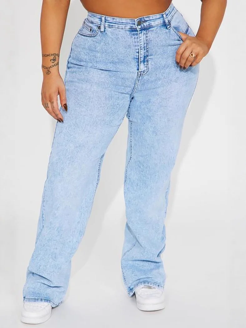 Bootcut Jeans Woman Korean Style Demin Edition Curve Length Vacation Details Appliques Layers Streamlined Wrinkled Quality Edges