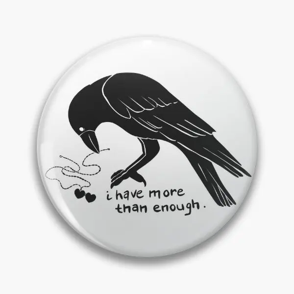 More Than Enough Linocut Crow Art  Soft Button Pin Fashion Gift Decor Hat Cute Badge Brooch Metal Creative Lapel Pin Cartoon