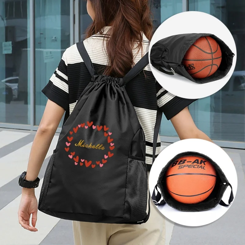Mochila de basquete personalizada, nome personalizado, bolsa esportiva de nylon durável com separação seca/úmida, viajante espaçoso, 1 peça