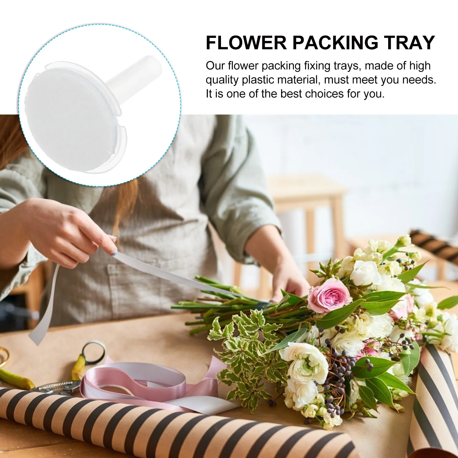

100Pcs Plastic Flower Packing Fixing Holders Sturdy Practical Floral Fruit Trays for Better Appearance Flower Packing Tray