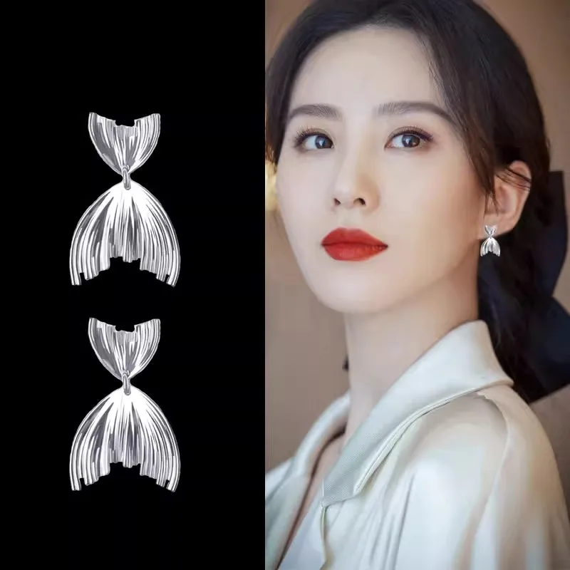 

Korean Drama 39 Son Ye Jin Same Style Fishtail Earrings Personalized Design Cute Women's Jewelry Accessories Gift