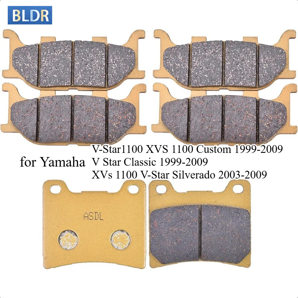 Pastillas de Freno Delanteras y Traseras de Cerámica para Motocicleta Yamaha Vstar 1100 XVS1100 V-star 1100 Custom Classic Silverado 1999-2009