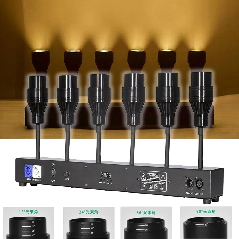 Sunart 6*15W LED Bar Wtih Zoom Beam Angle Adjustable Pin Spot Stage Effect Lighting Cold Warm Color Wall Washer