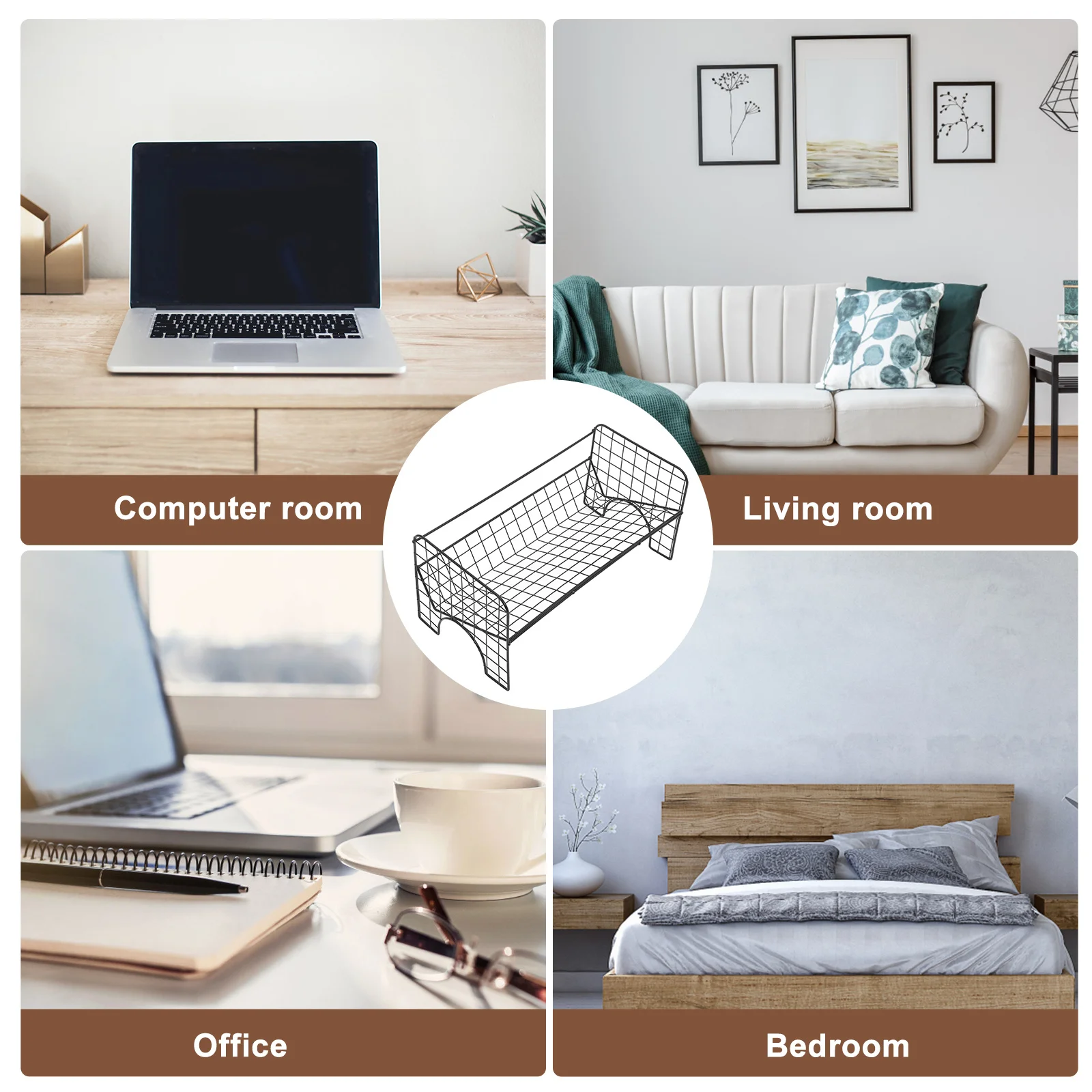 رف كتب حديدي لسطح المكتب، تصميم قديم مدمج، هيكل ثابت، حامل كتب متعدد الوظائف، منظم سجل المجلات، رف تخزين #2