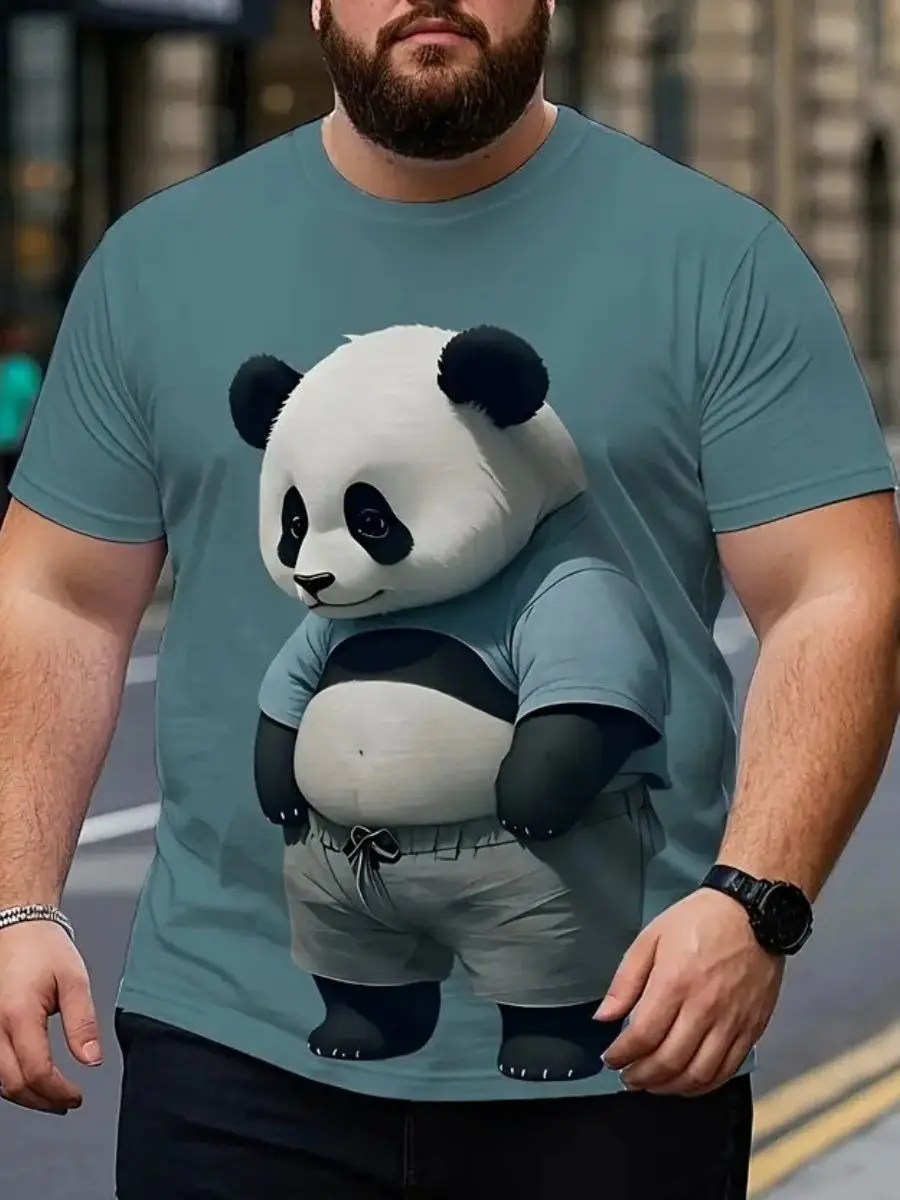 New Cartoon Animal T-Shirts Cat Wolf Panda 3D Print Men's Short Sleeve O-Neck T Shirt Casual Harajuku Y2K Tops Tees Men Clothing