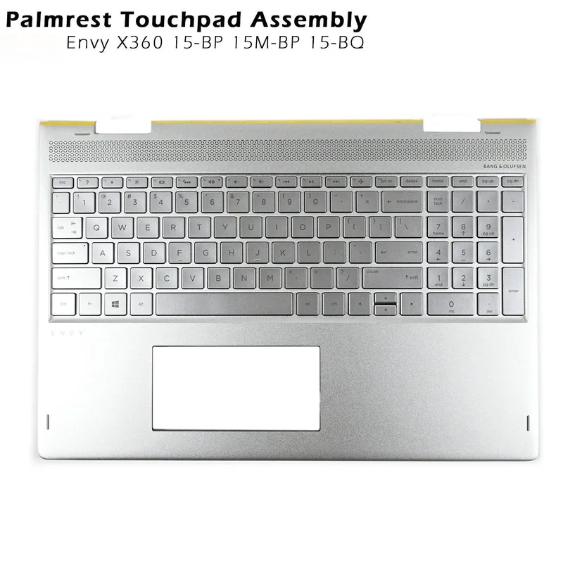 S  For HP Envy X360 15-BP Palmrest Backlit Keyboard Silver 934640-001 Upper Case