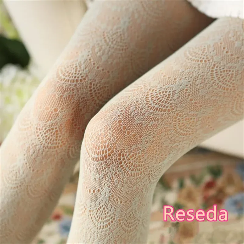 Vintage Carving Fishnet Lolita Sexy Lace Silk Stocking Girl Women Cosplay Costumes Accessories Pantynose Socks