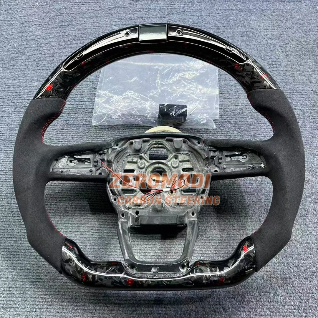 For Audi Q3 Carbon Fiber Steering Wheel with Suede Processing Car Interior Accessory