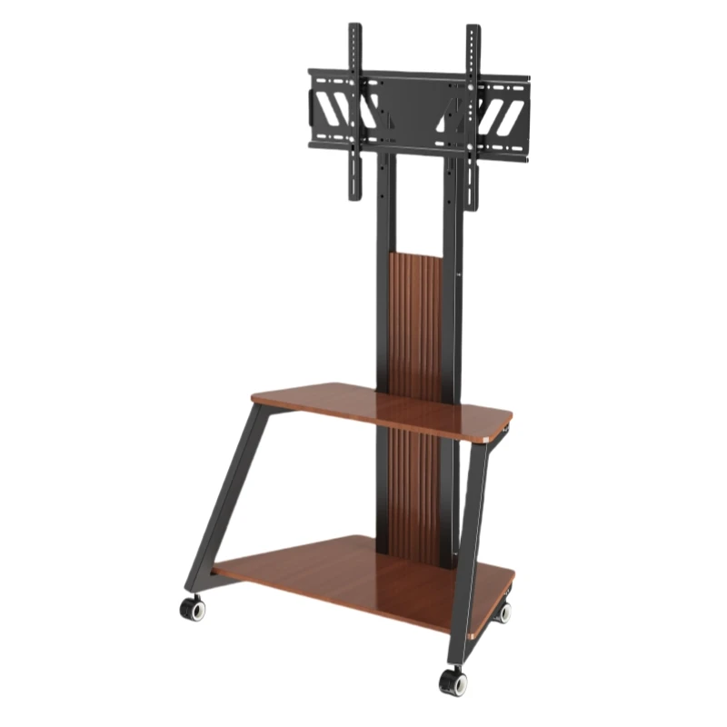 New Design Rolling TV Floor Stand Modern Luxury Mobile TV Stand with Wheels for 50-85 Inch LED LCD OLED Screen Home Theater
