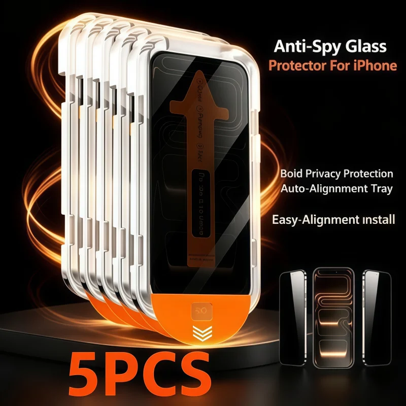 5 Stück Privatsphäre-Vollbildschutzfolie für iPhone 17 16 15 14 13 12 11 Pro Max XR XS Max 17 Air 14 15 16 Plus Anti-Spionage Installationsglas