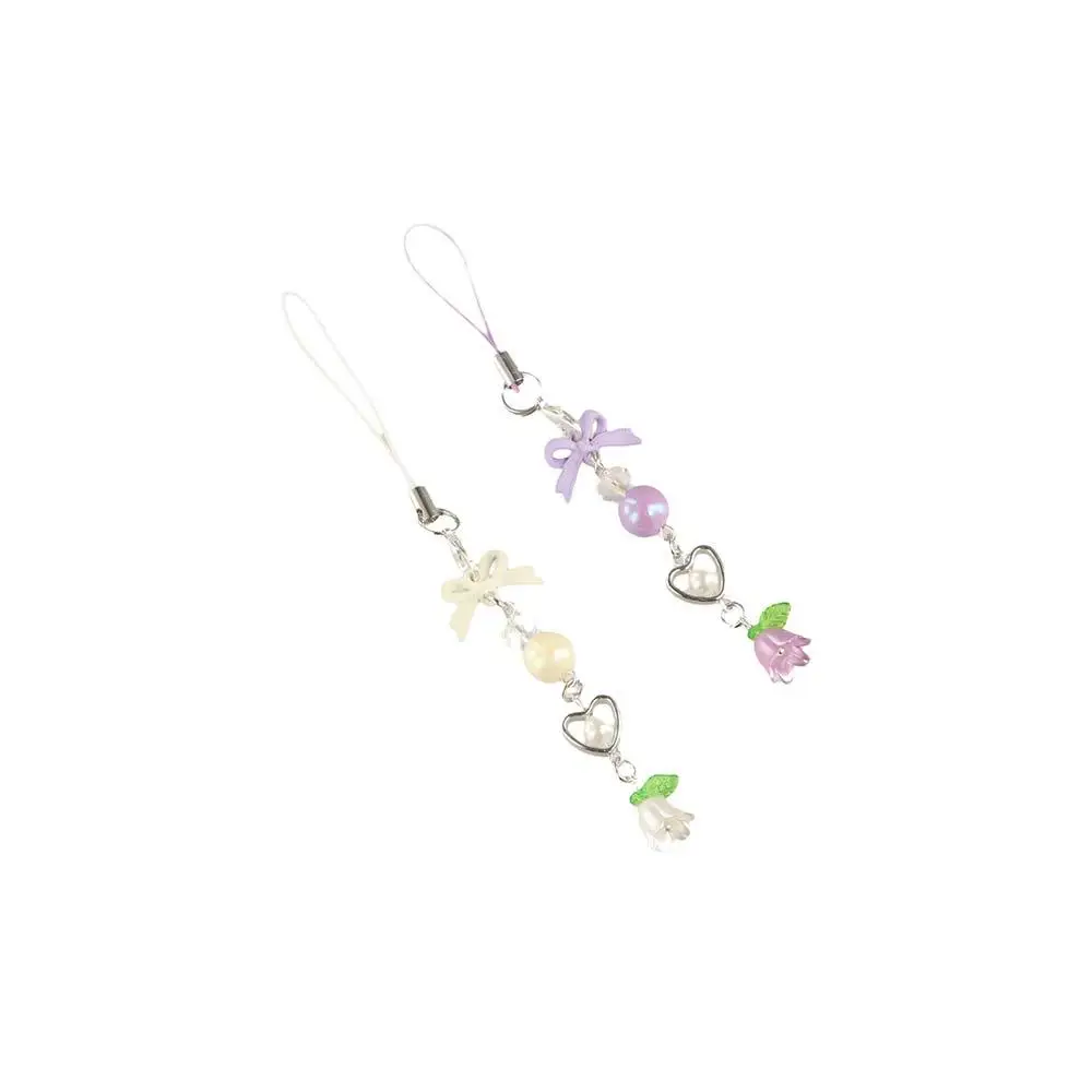 

Phone Rope Bow Bead Phone Chain Convallaria Anti-loss Mobile Phone Lanyard Pendant Wrist Strap Cell Phone Strap Phone Charm