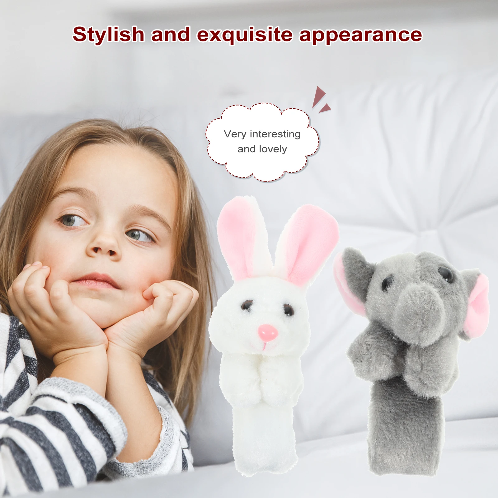 2 Pcs Slap Bands Stuffed Animals Simulated Bracelet Wrist Kids Party Favor Baby Cartoon Animal Toys Decorative Accessories