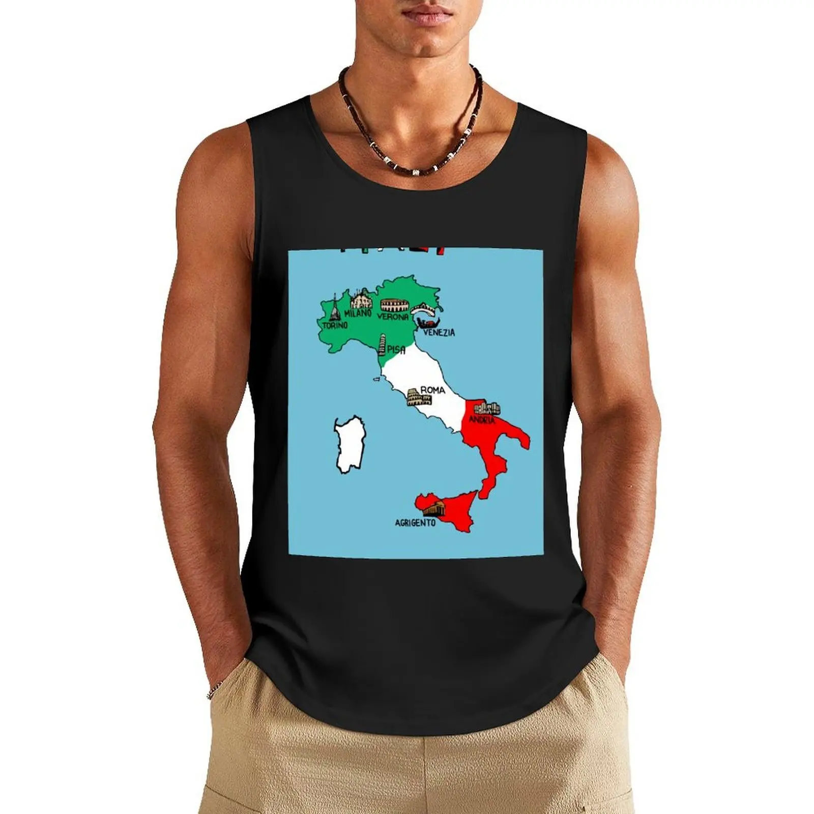 

Italy map Tank Top Male vest Men's t-shirt Sportswear for men Body man